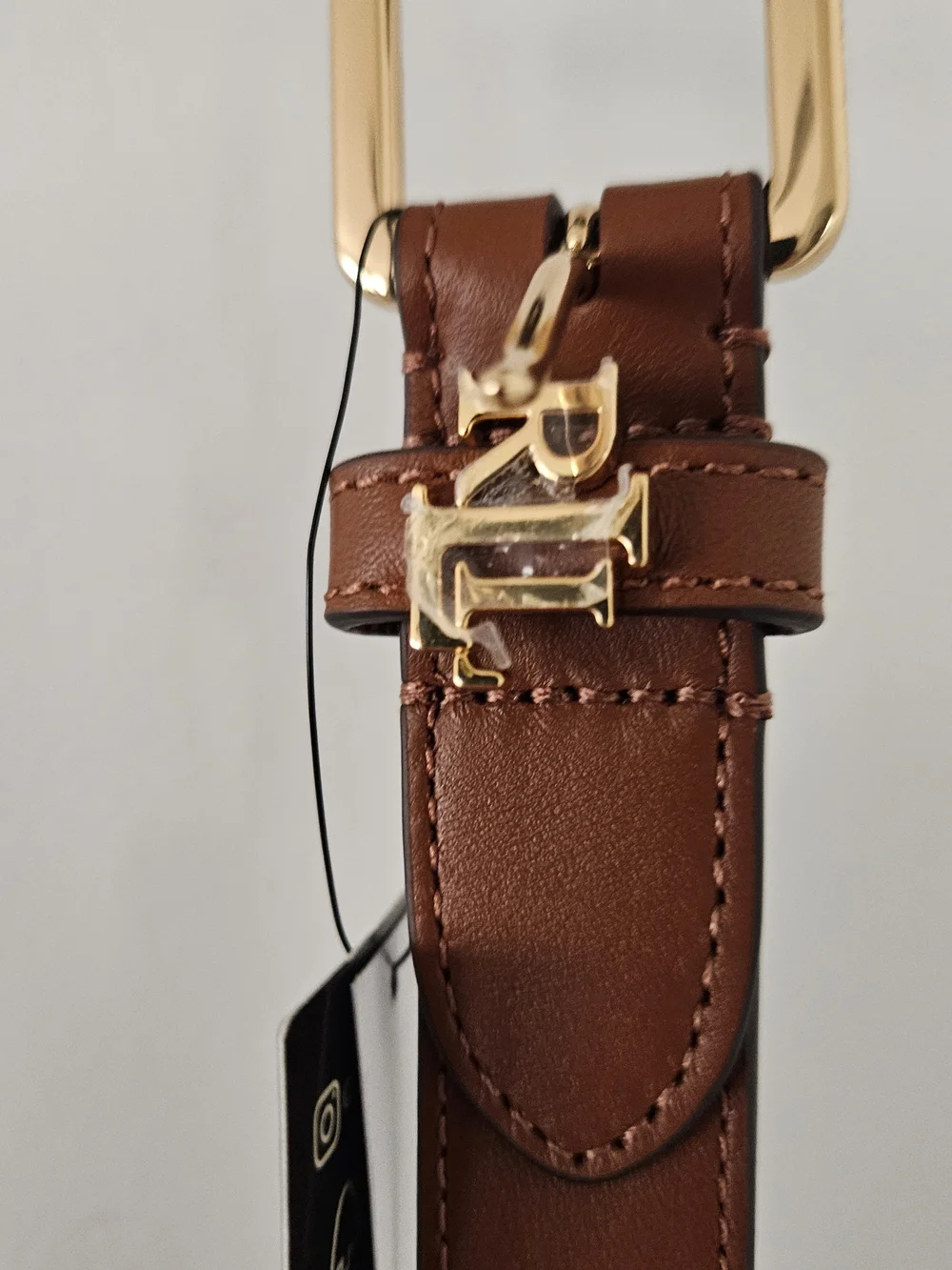 NWT Women's Lauren Ralph Lauren Logo-Keeper Leather Skinny Belt Size M